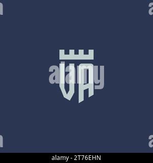 VA logo monogram with fortress castle and shield style design ideas Stock Vector