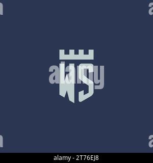 WS logo monogram with fortress castle and shield style design ideas Stock Vector