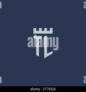 TL logo monogram with fortress castle and shield style design ideas Stock Vector