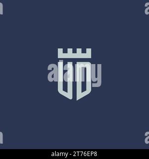 UD logo monogram with fortress castle and shield style design ideas Stock Vector