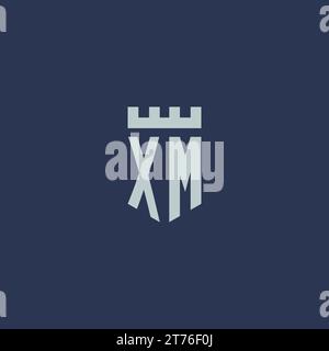 XM logo monogram with fortress castle and shield style design ideas Stock Vector