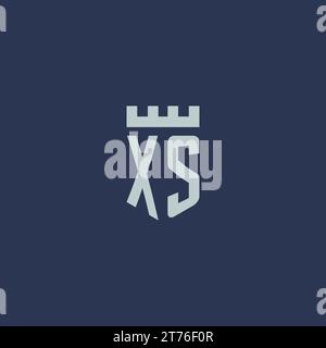XS logo monogram with fortress castle and shield style design ideas Stock Vector