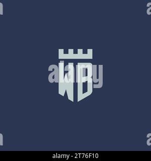 WB logo monogram with fortress castle and shield style design ideas Stock Vector