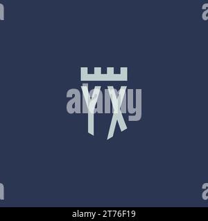 YX logo monogram with fortress castle and shield style design ideas Stock Vector