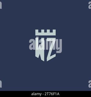 WZ logo monogram with fortress castle and shield style design ideas Stock Vector