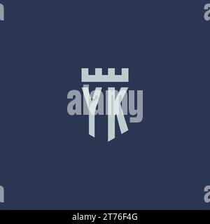 YK logo monogram with fortress castle and shield style design ideas Stock Vector