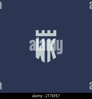 WK logo monogram with fortress castle and shield style design ideas Stock Vector