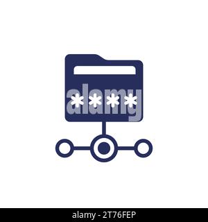 folder with a password icon, vector pictogram Stock Vector