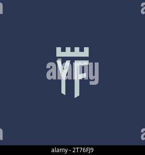 YF logo monogram with fortress castle and shield style design ideas Stock Vector
