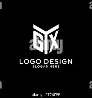 GX mirror initial logo, creative bold monogram initial design style vector graphic Stock Vector