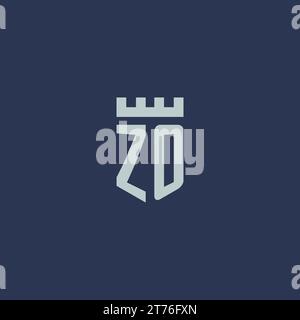ZO logo monogram with fortress castle and shield style design ideas Stock Vector