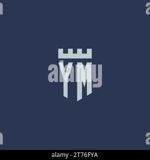 YM logo monogram with fortress castle and shield style design ideas Stock Vector