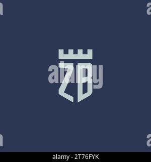ZB logo monogram with fortress castle and shield style design ideas Stock Vector