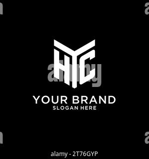 HC mirror initial logo, creative bold monogram initial design style vector graphic Stock Vector