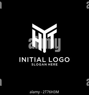 HT mirror initial logo, creative bold monogram initial design style vector graphic Stock Vector