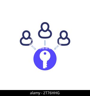 Collective ownership icon with people and a key Stock Vector
