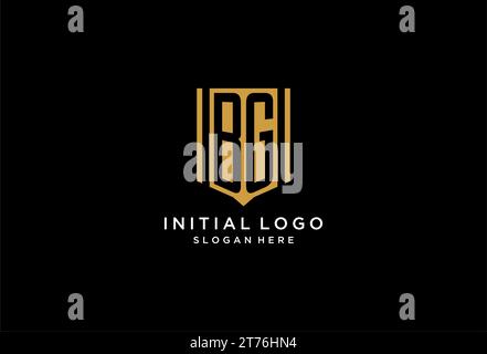 BG monogram logo with geometric shield icon design inspiration Stock Vector