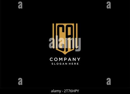 CA monogram logo with geometric shield icon design inspiration Stock Vector