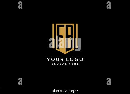 FB monogram logo with geometric shield icon design inspiration Stock Vector