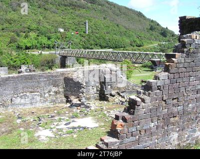 Ruins of buildings at Brunner Coal Mine, West Coast, New Zealand Stock Photo