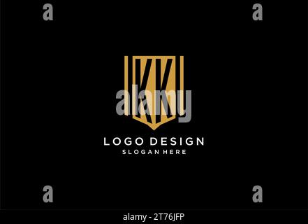 KK monogram logo with geometric shield icon design inspiration Stock Vector