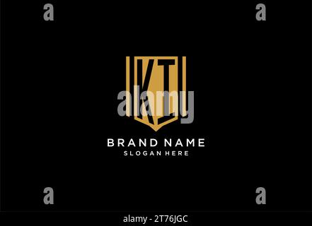 KI monogram logo with geometric shield icon design inspiration Stock Vector