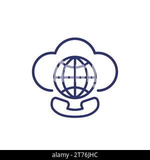Voip telephony, roaming call line icon Stock Vector