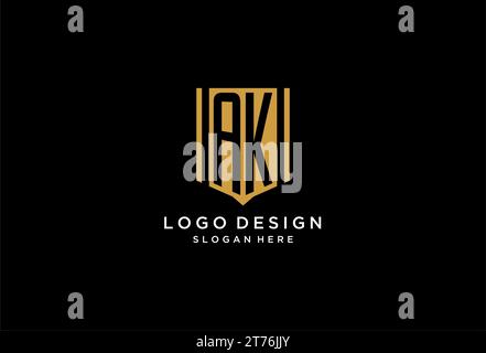 AK monogram logo with geometric shield icon design inspiration Stock Vector