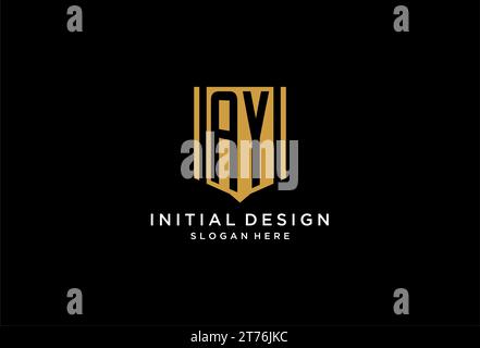AY monogram logo with geometric shield icon design inspiration Stock Vector