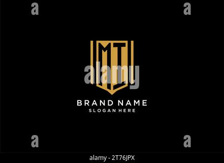 MI monogram logo with geometric shield icon design inspiration Stock Vector