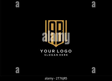 AB monogram logo with geometric shield icon design inspiration Stock Vector