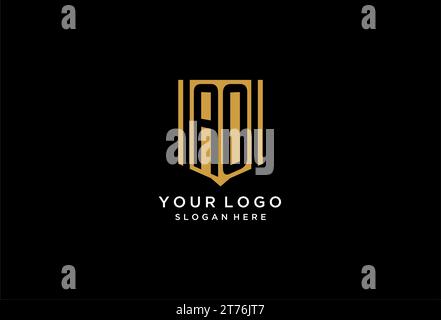 AO monogram logo with geometric shield icon design inspiration Stock Vector