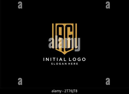 AG monogram logo with geometric shield icon design inspiration Stock Vector