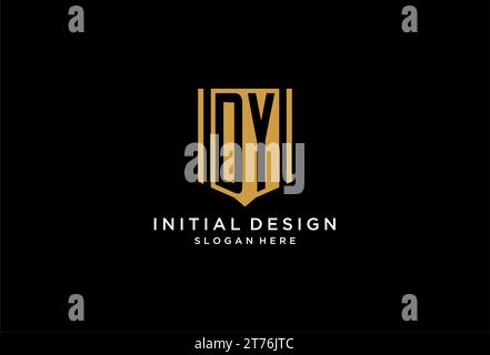 DY monogram logo with geometric shield icon design inspiration Stock Vector