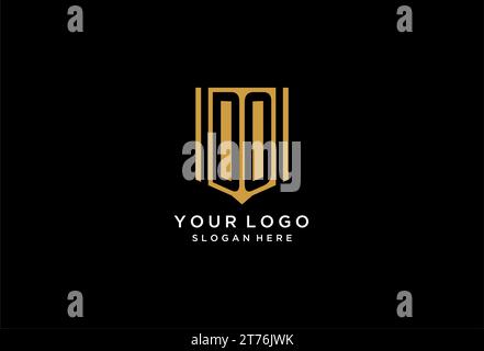 DO monogram logo with geometric shield icon design inspiration Stock Vector