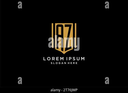 AZ monogram logo with geometric shield icon design inspiration Stock Vector