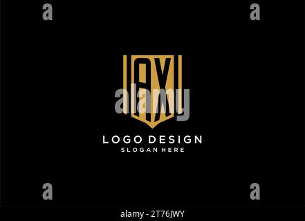 AX monogram logo with geometric shield icon design inspiration Stock Vector