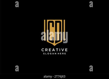 CD monogram logo with geometric shield icon design inspiration Stock Vector