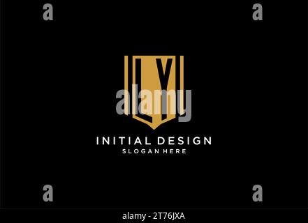 LY monogram logo with geometric shield icon design inspiration Stock Vector