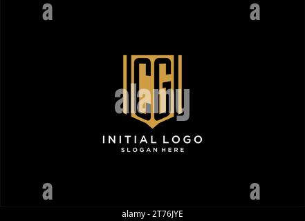 CG monogram logo with geometric shield icon design inspiration Stock Vector