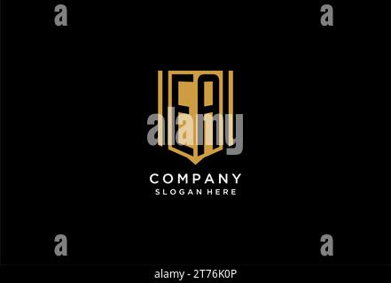 EA monogram logo with geometric shield icon design inspiration Stock Vector