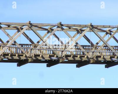 Detail of historic swing bridge at Brunner Coal Mine, West Coast, South Island, New Zealand Stock Photo