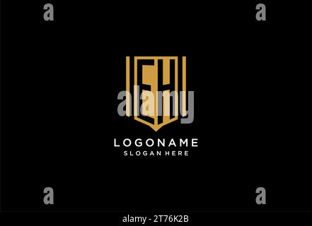 EH monogram logo with geometric shield icon design inspiration Stock Vector