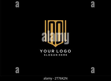NO monogram logo with geometric shield icon design inspiration Stock Vector