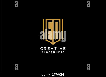 ED monogram logo with geometric shield icon design inspiration Stock Vector