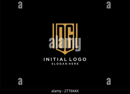 DG monogram logo with geometric shield icon design inspiration Stock Vector
