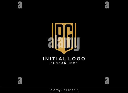 PG monogram logo with geometric shield icon design inspiration Stock Vector