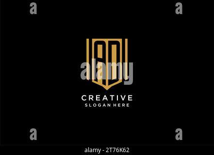 AD monogram logo with geometric shield icon design inspiration Stock Vector
