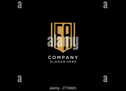 FA monogram logo with geometric shield icon design inspiration Stock Vector