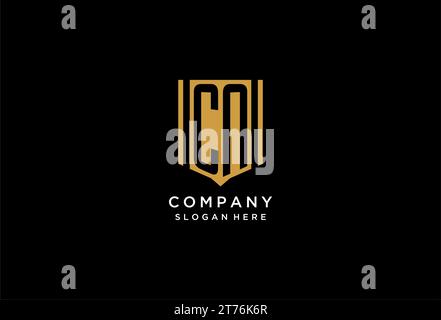 CN monogram logo with geometric shield icon design inspiration Stock Vector